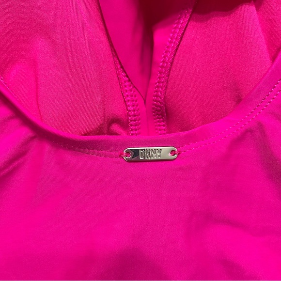 DKNY Ladies Swimsuit Ruffle Tankini Pink 2 Piece Set Size Large - Picture 10 of 11